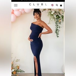 NAVY MATERNITY ONE SHOULDER FISHTAIL MAXI DRESS